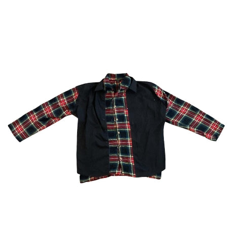 GREEND4Y DOUBLE LAYER DRESS/FLANNEL SHIRT